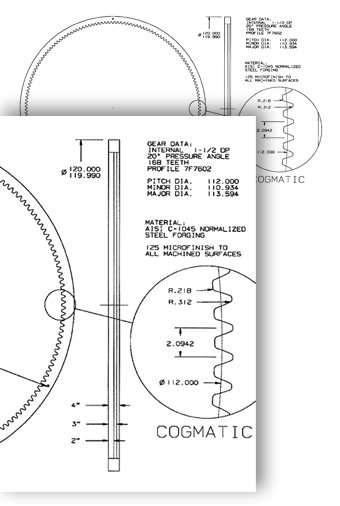Detailed drawing of a Custom Internal Gear