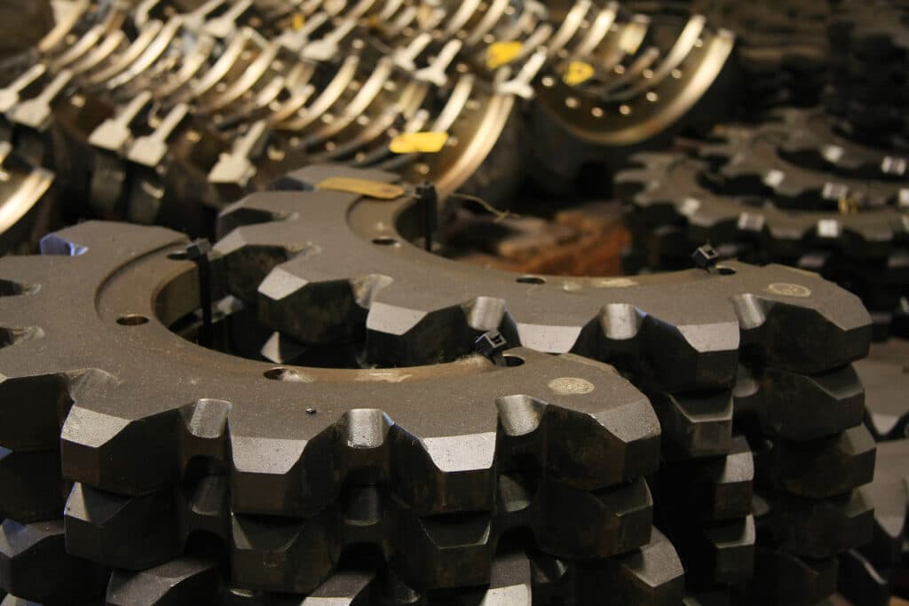 Split crawler sprockets are ideal for field replacements or reducing the cost packaging size for shipping purposes.